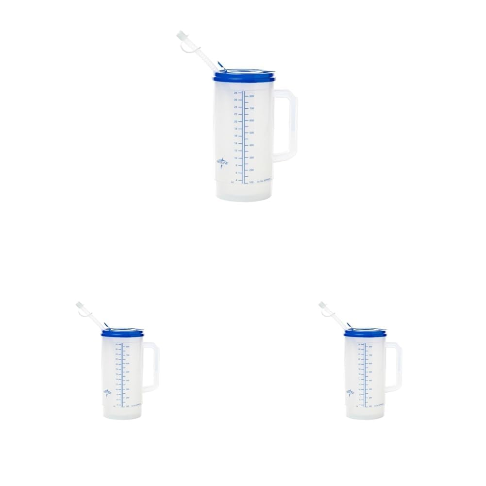 Medline Graduated Insulated Carafes, Clear, 28 Oz (Pack of 3)