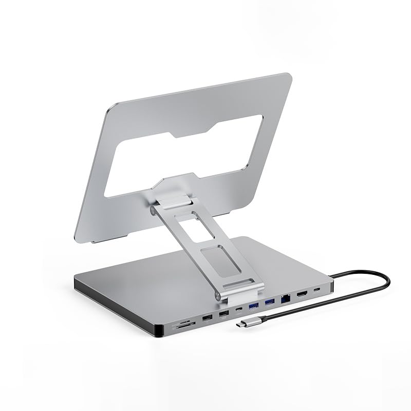 USB C Hub Stand for MacBook Pro, 10 in 1 Adapter for MacBook Air Docking Station with 4K 60Hz HDMI, RJ45 Gigabit Ethernet, SD/TF