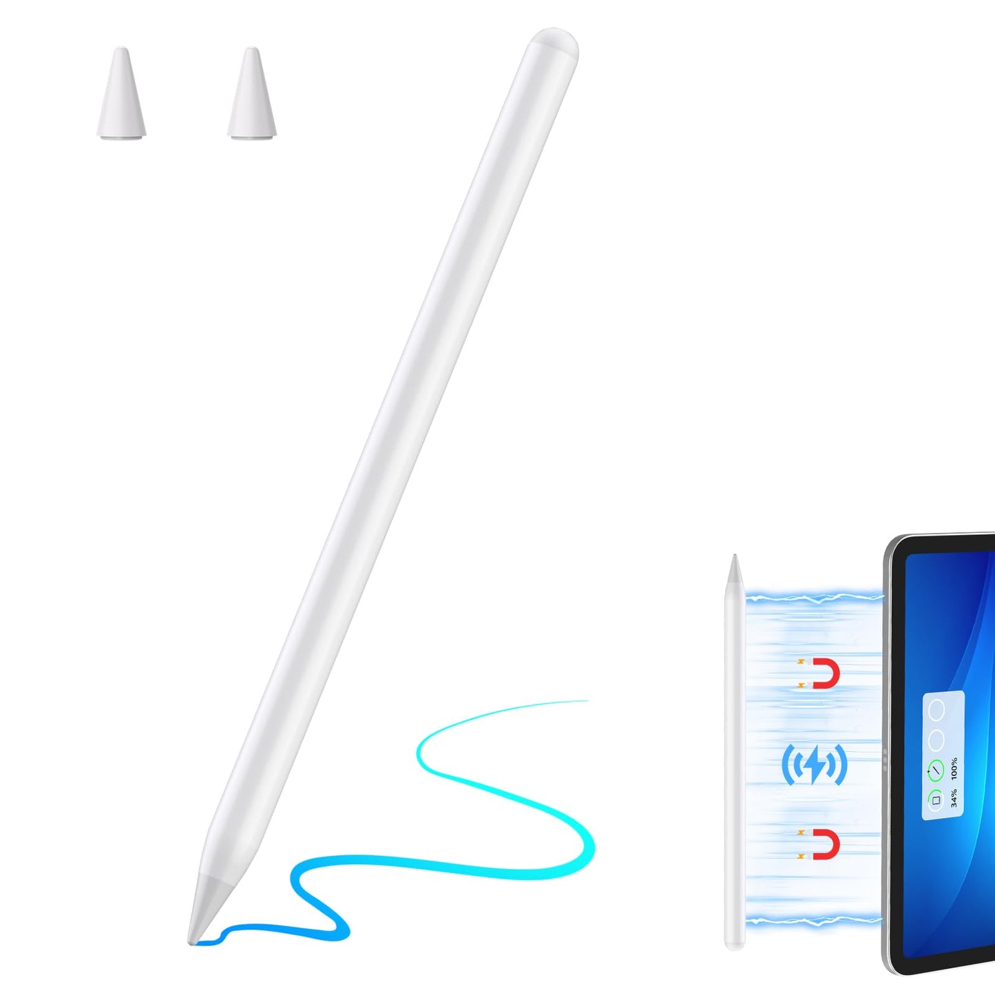 CC Store Pen for iPad 2018-2025,Fast Charging Magnetic,Tilt Sensitivity,Battery Status Display and Palm Rejection for iPad A16/1