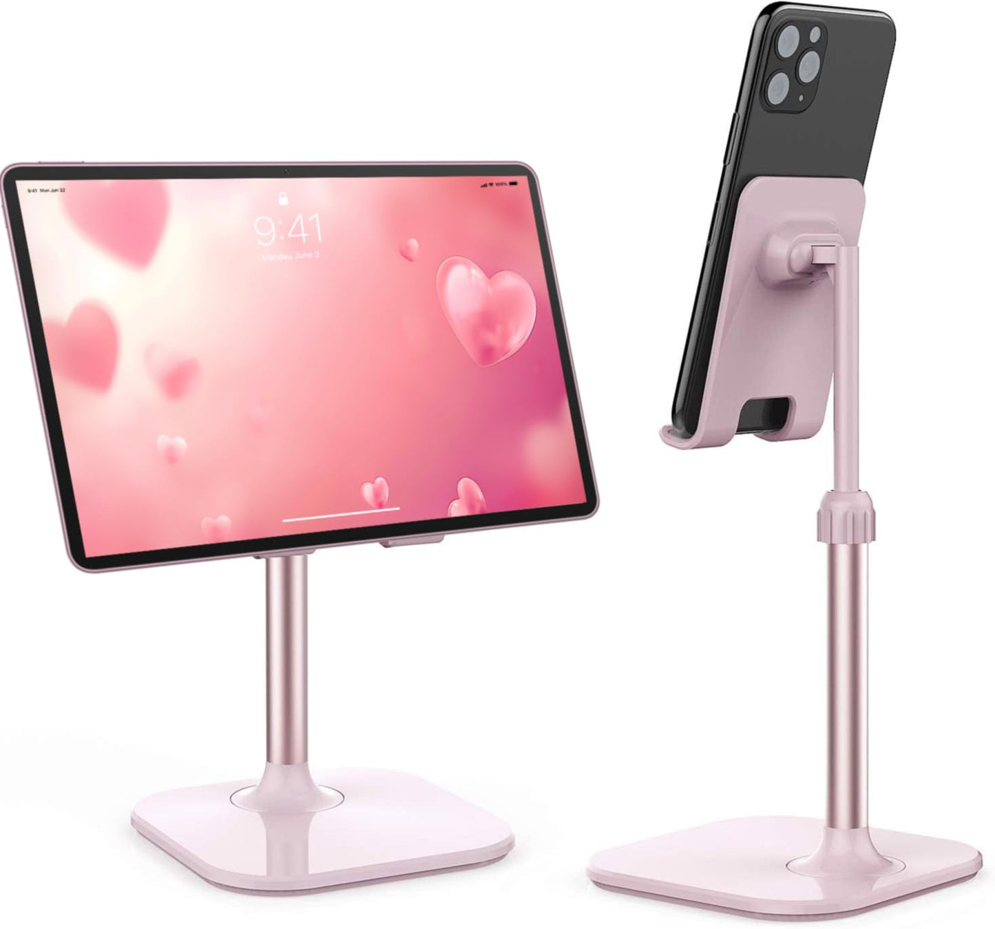 Doboli Phone Stand, Aluminum Holder for Desk, Compatible with iPhone & Tablets, Rose Gold Pink, Model D01, Perfect Gift for Teens & Adults