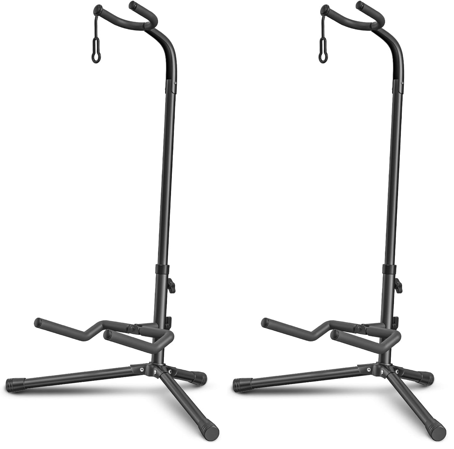 GLEAM Guitar Stand - Adjustable for Electric, Acoustic Guitars and Bass, Guitar Accessories (Pack of 2), Black
