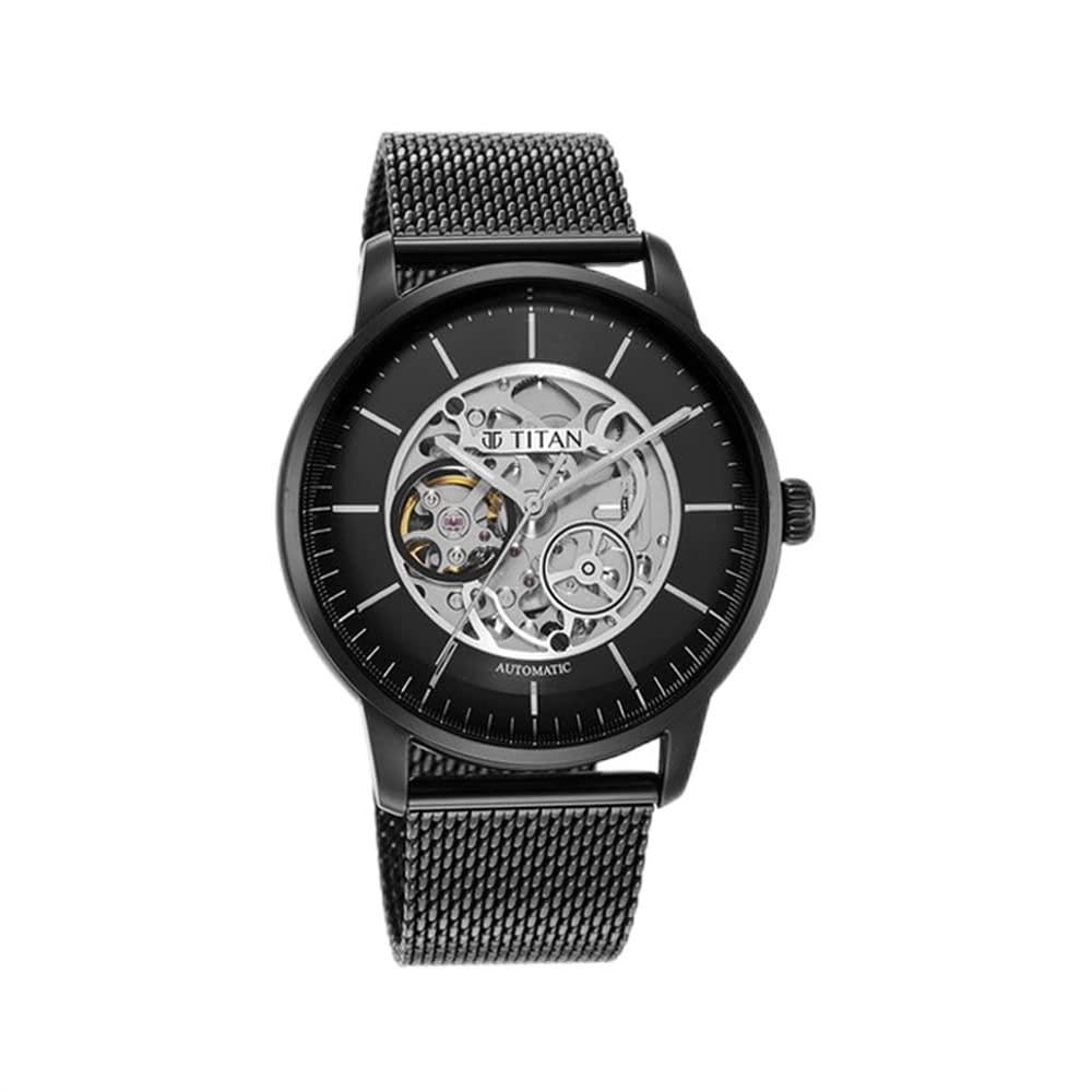 Titan Skeletal Automatic Watch For Men, Black, Modern