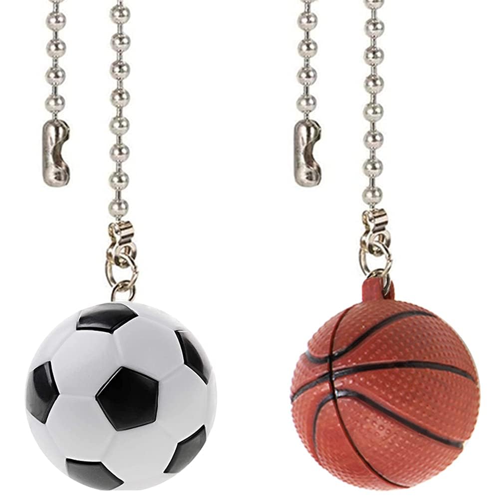 Akahttbn Ceiling Fan Chain Pulls Decorative Extension 12 Inches Football and Basketball Extender Ornaments Pendant Fan Pulls Set