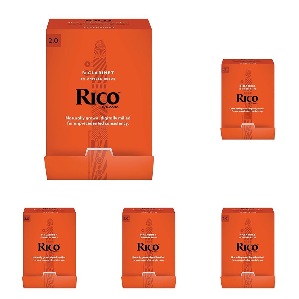 DAddario Woodwinds, Rico Bb Clarinet Reeds, RCA0120-B50, Strength 2.0 | (Pack of 250)