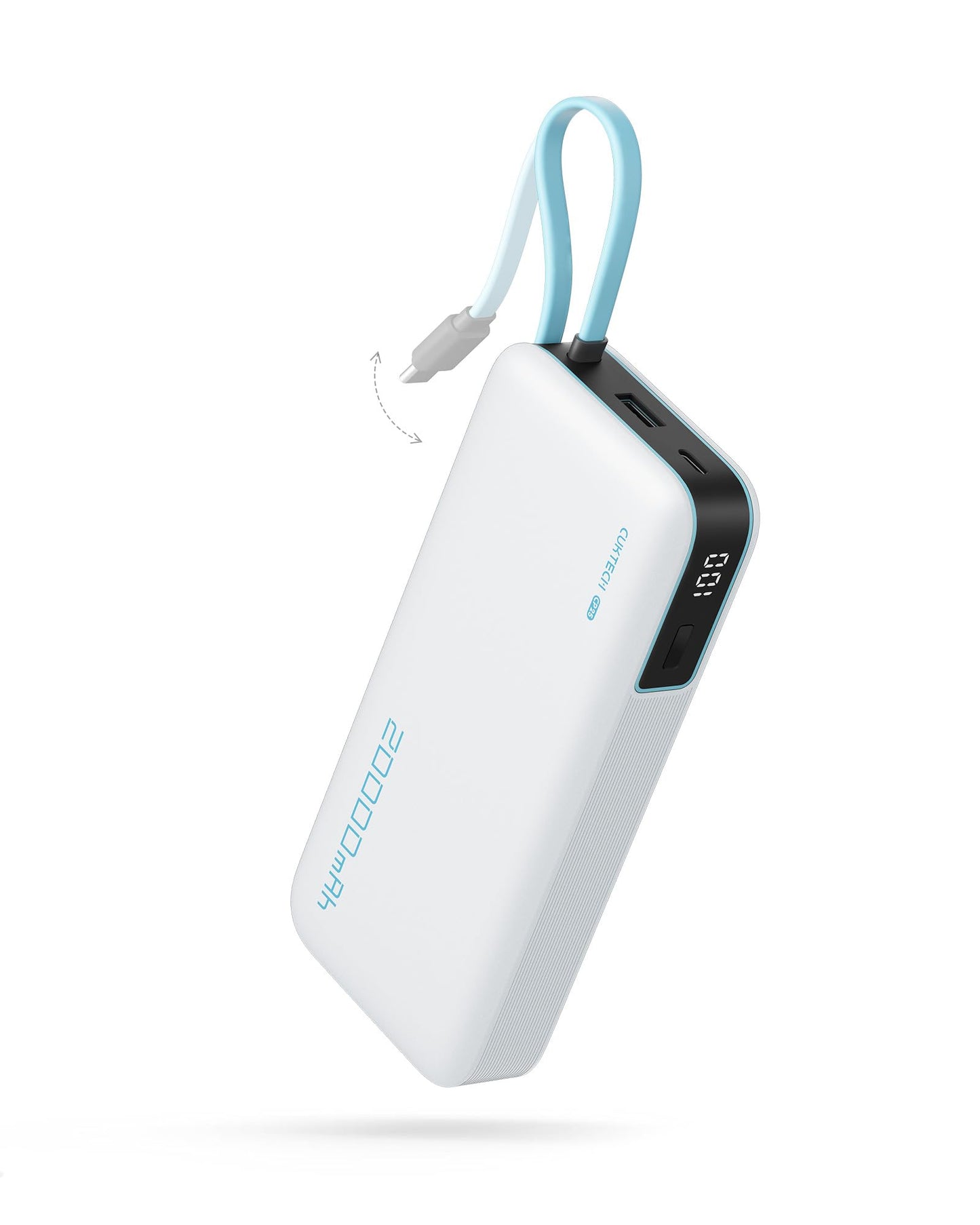 CUKTECH 45W Power Bank 20000mAh, Portable Travel Charger Built-in USB C Cable, Fast Charging Battery Pack for iPhone 16/15/14/13