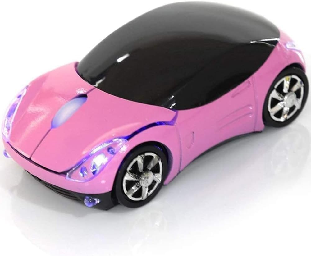 Pink Wireless Mouse,Mini Car Computer Mouse,1600DPI 2.4G Wireless with USB Receiver Wirelesss Car Mouses for Computer for PC, La
