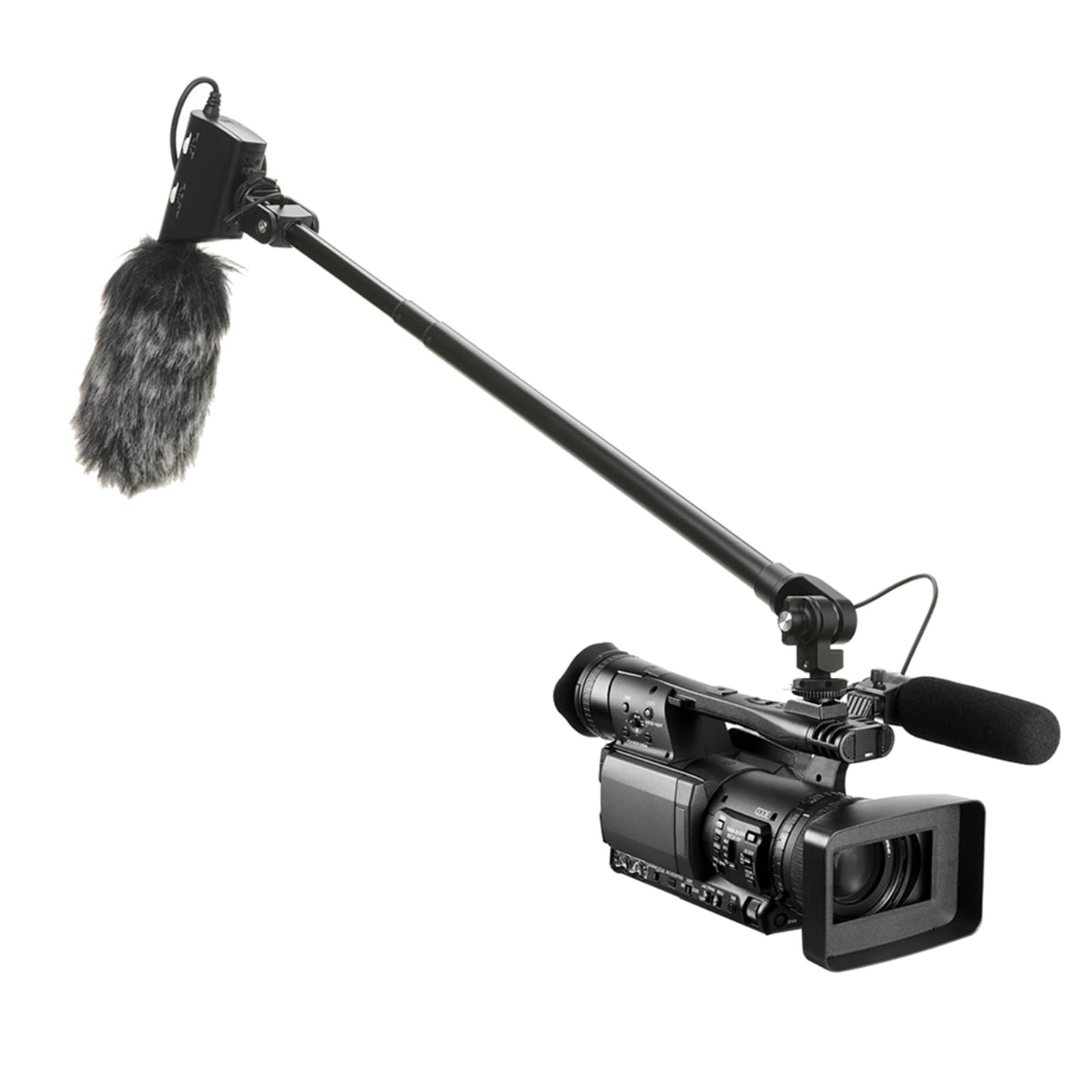 ULANZI ZJ08 Extendable Cold Shoe Mic Arm Pole with Built-in 3.5mm Audio Cable, 3 Section Aluminum Microphone Boom Pole for Cold