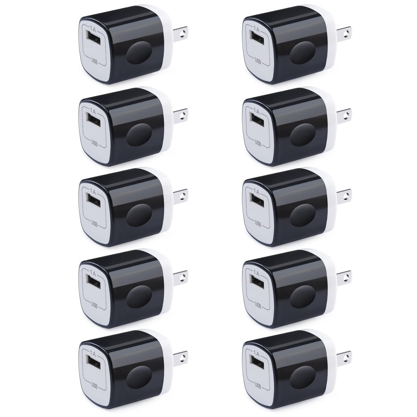 USB Charger Adapter, 1A Cube Charger Block 10PC Single Port Wall Outlet Charge USB Wall Plug Compatible iPhone 16/15/14/13/12/11