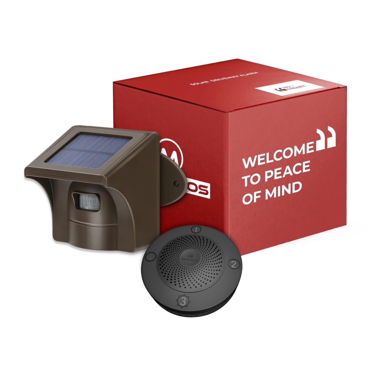 eMACROS Solar Wireless Driveway Alarm System - 1 Receiver & 1 Sensor, Outdoor Motion Detector, Weather Resistant, Model HS002-1T1