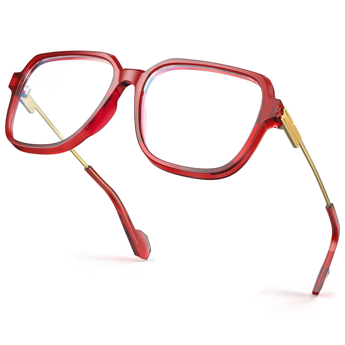 VISOONE Blue Light Glasses Bold Red Oversized Square Frame Anti Eyestrain Ryan