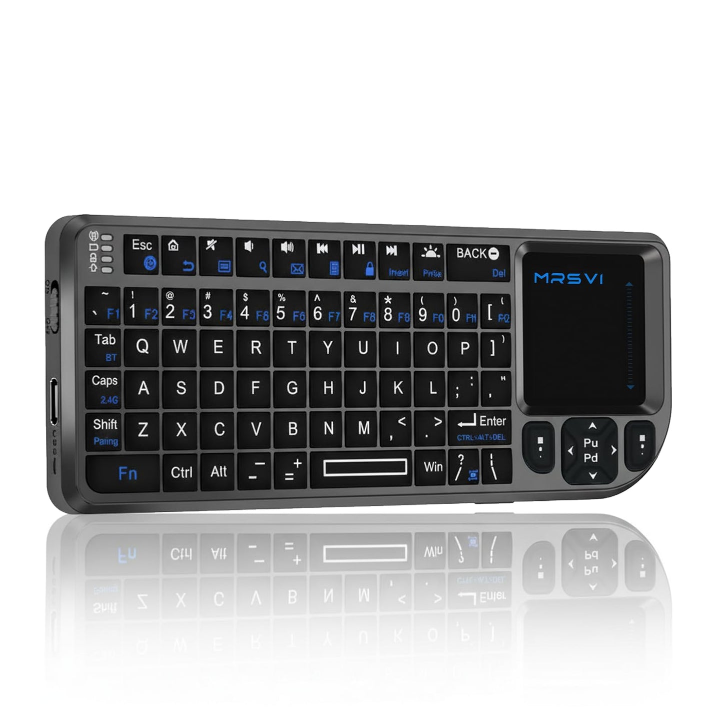 Mini Keyboard with Touchpad, Bluetooth + 2.4G Dual-Mode Ultra-Thin Portable Keyboard | Rechargeable Keyboard with 7-Color Backli