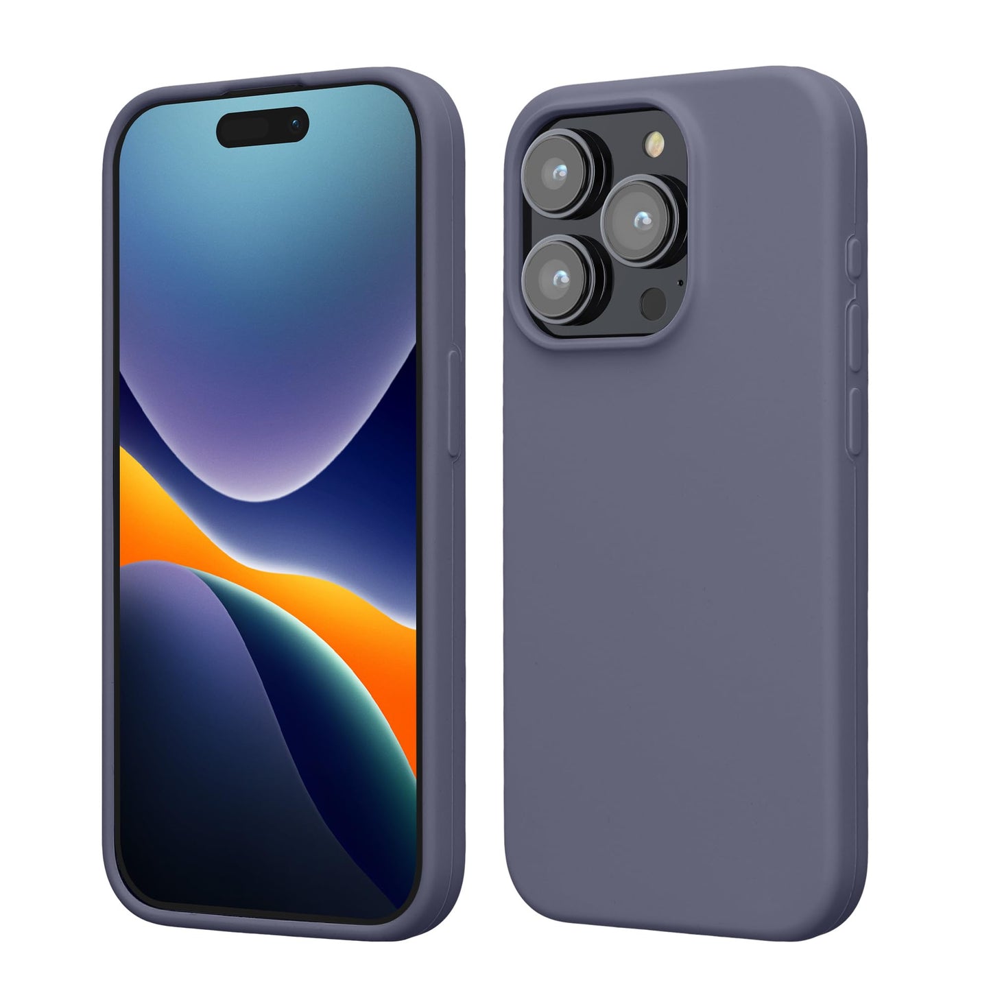kwmobile Case Compatible with iPhone 15 Pro Case - Slim Soft TPU Silicone Cover - Lavender Grey