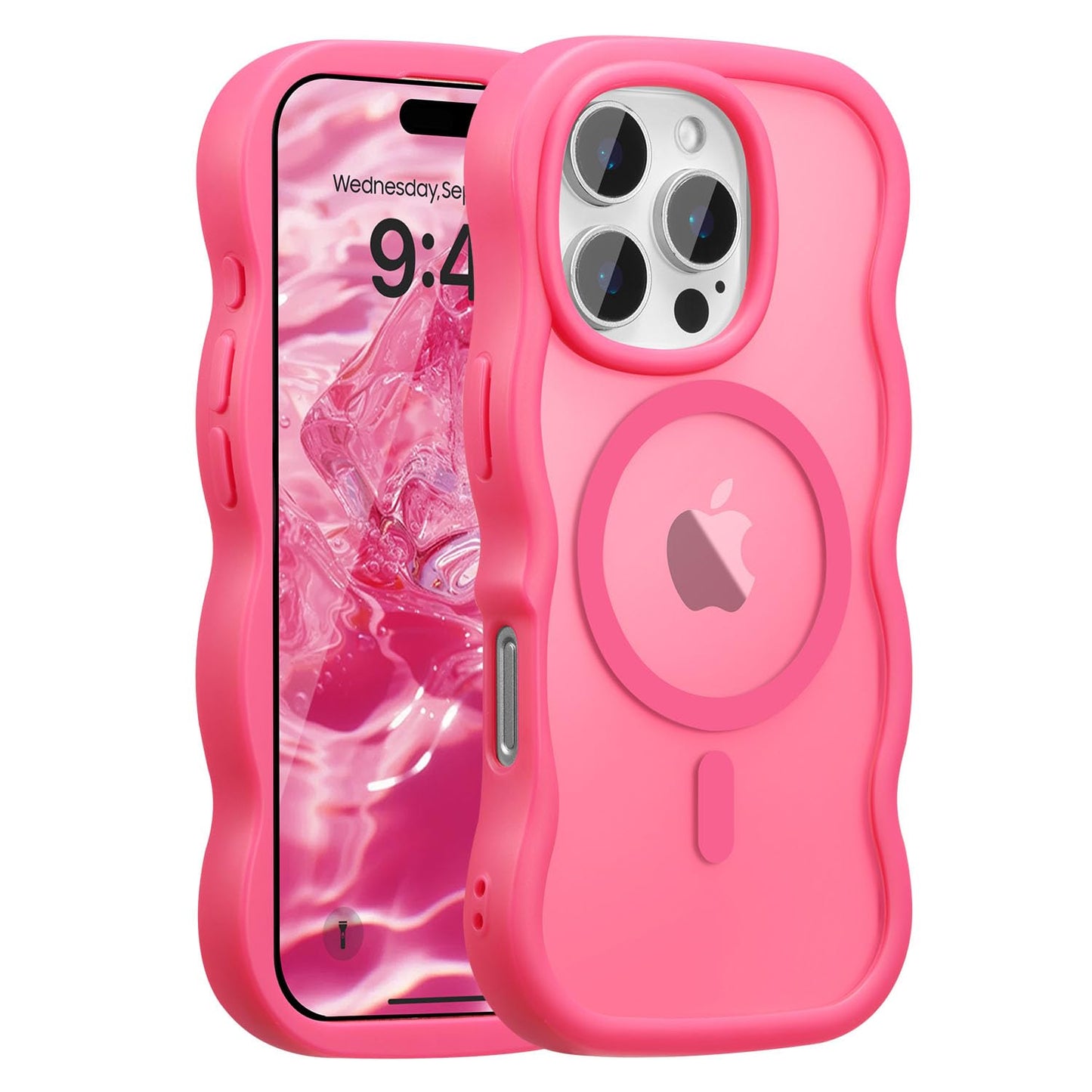 UEEBAI Magnetic for iPhone 12/12 Pro Case, Compatible with MagSafe, Transparent Wave Frame Design Case Soft Edge Cover Cute Clea