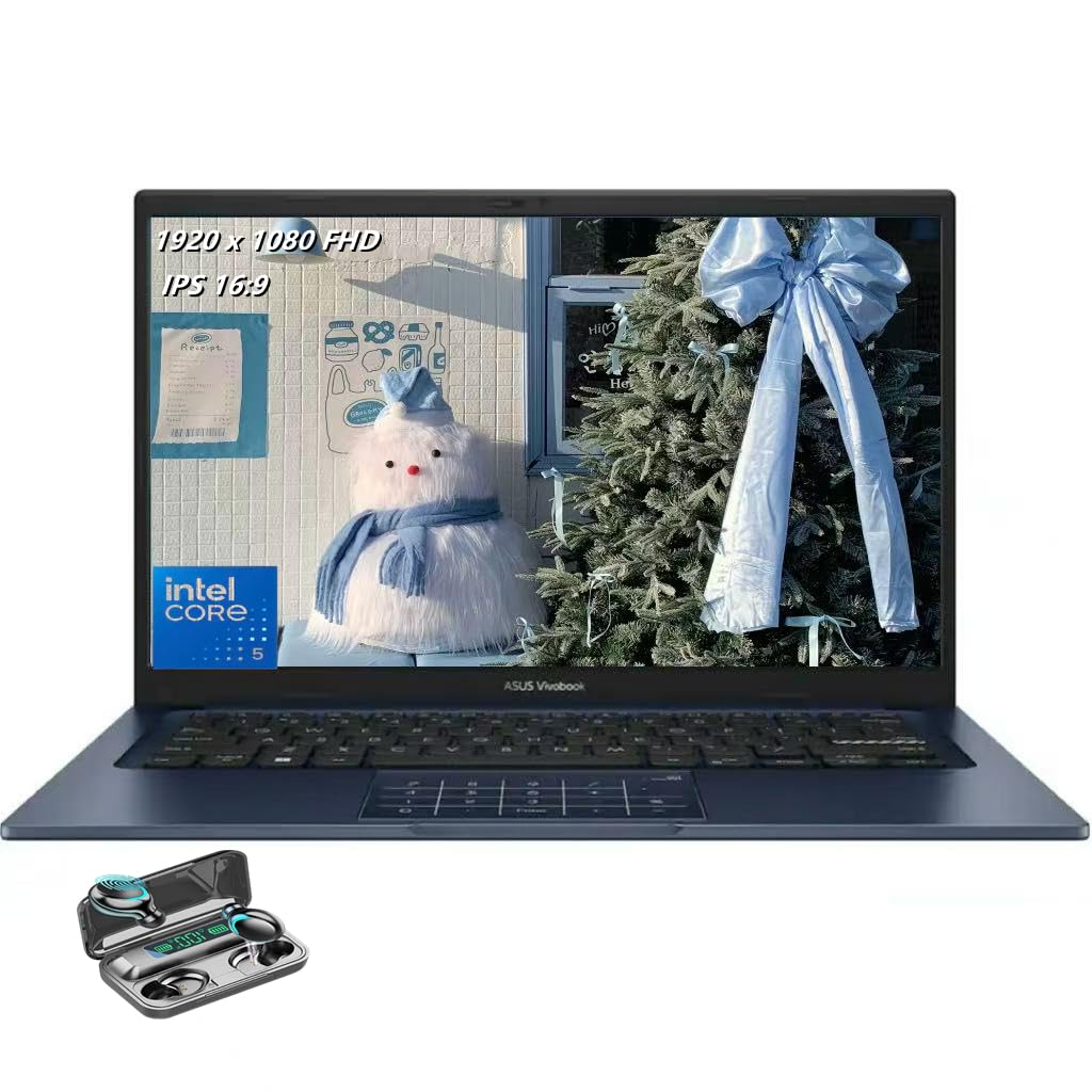 ASUS Vivobook 14 Laptop, 14 IPS 1920 x 1080 (Full HD) LED Display, Intel i5-120U, Deca-Core, 8GB RAM, 256GB SSD, HDMI, Quiet Blu