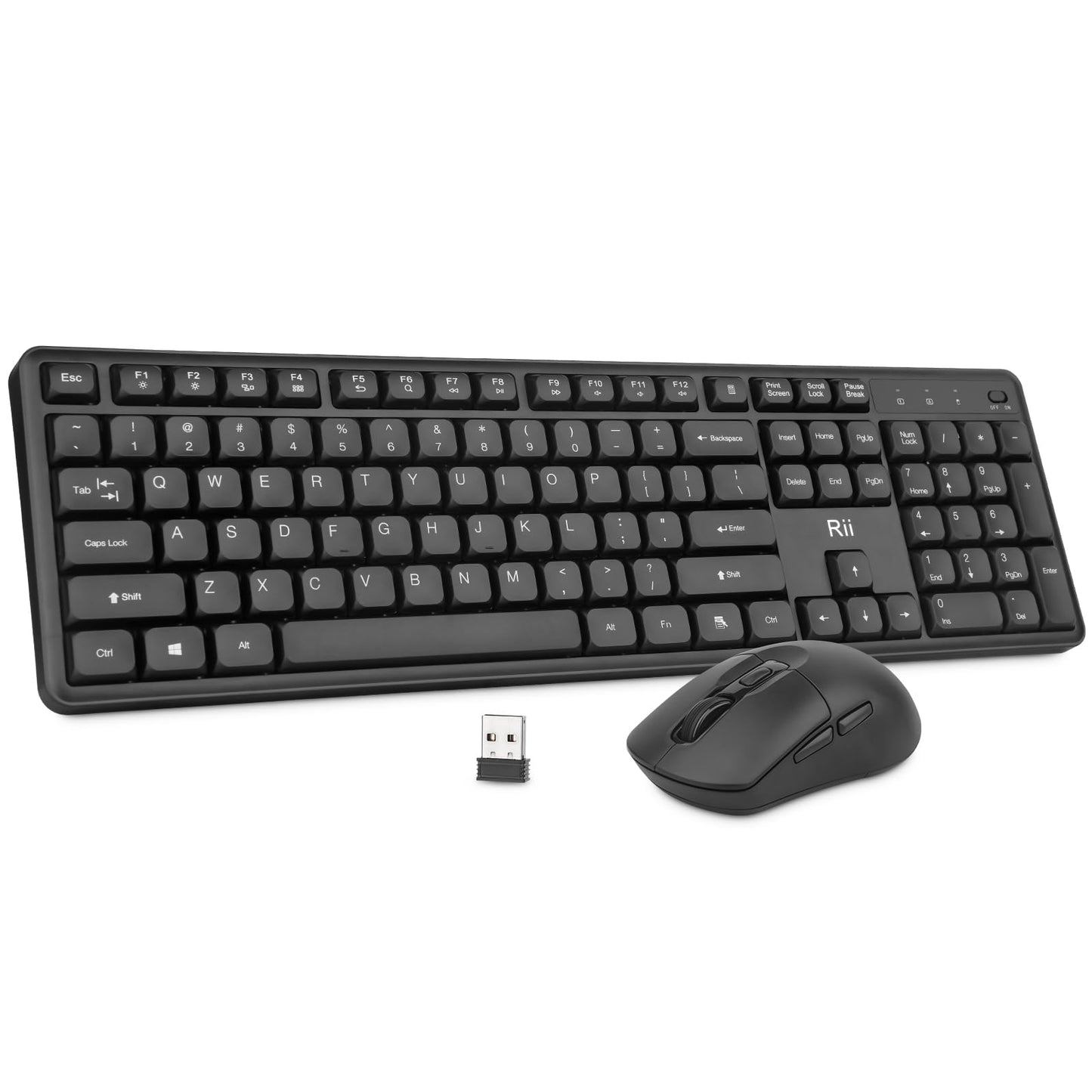 Wireless Keyboard and Mouse,Rii RK209 2.4G Full-Sized Quiet Wireless Ergonomic Keyboard,Quiet Typing and Clicking,Adjustable 500