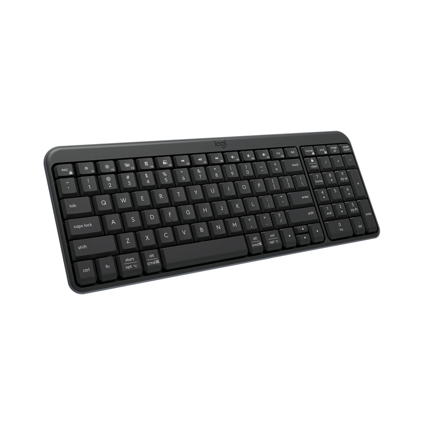 Logitech K250 Bluetooth Keyboard with Numpad, Easy Connectivity, Compact Wireless Keyboard Made with Recycled Plastic, Spill-Res