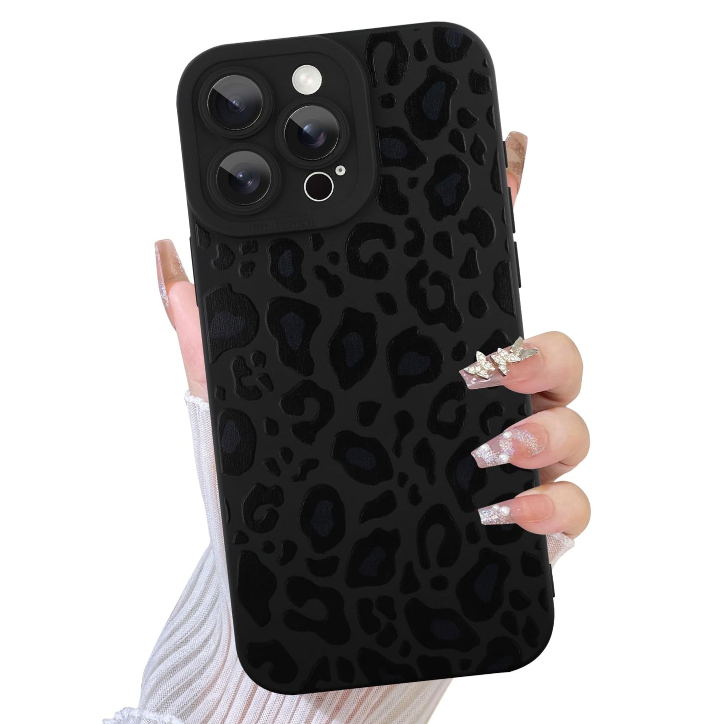 TEAUGHT Compatible with iPhone 13 Pro Max Case Cute Pattern Black Leopard Print Cheetah Camera Protection Cover, Cheetah Pattern