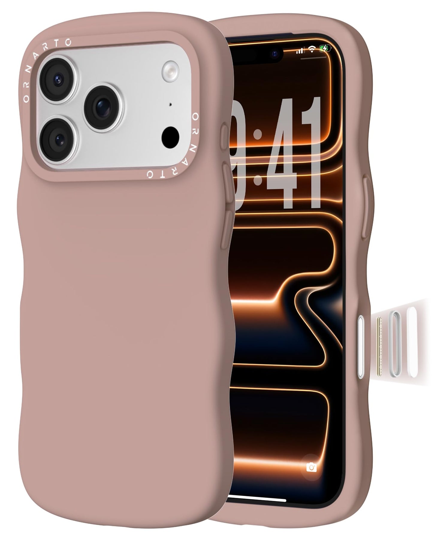 ORNARTO for iPhone 17 Pro Case 6.3, Wavy Liquid Silicone Shockproof Drop Protection Cover with Camera Control Button, Skin-Frien