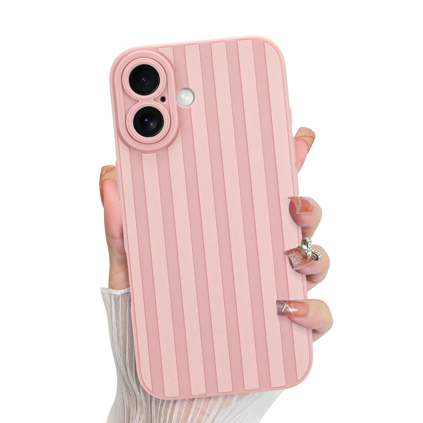 KANGHAR Compatible with iPhone 16 Case, Silicone Stripes Cute Pattern, Camera Protection Soft Slim Phone Case for Phone Case -Pi