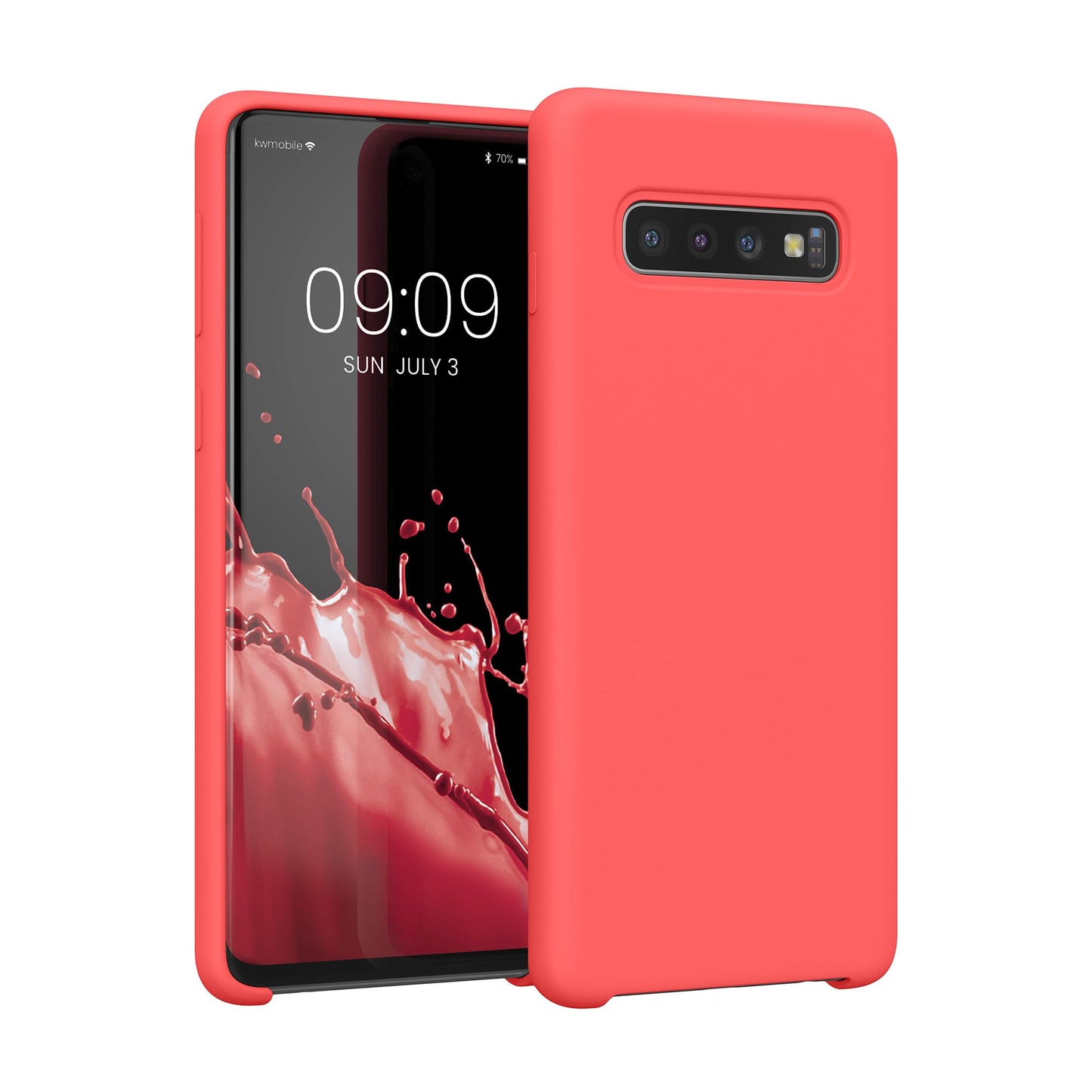 kwmobile Case Compatible with Samsung Galaxy S10 Case - TPU Silicone Phone Cover with Soft Finish - Neon Coral