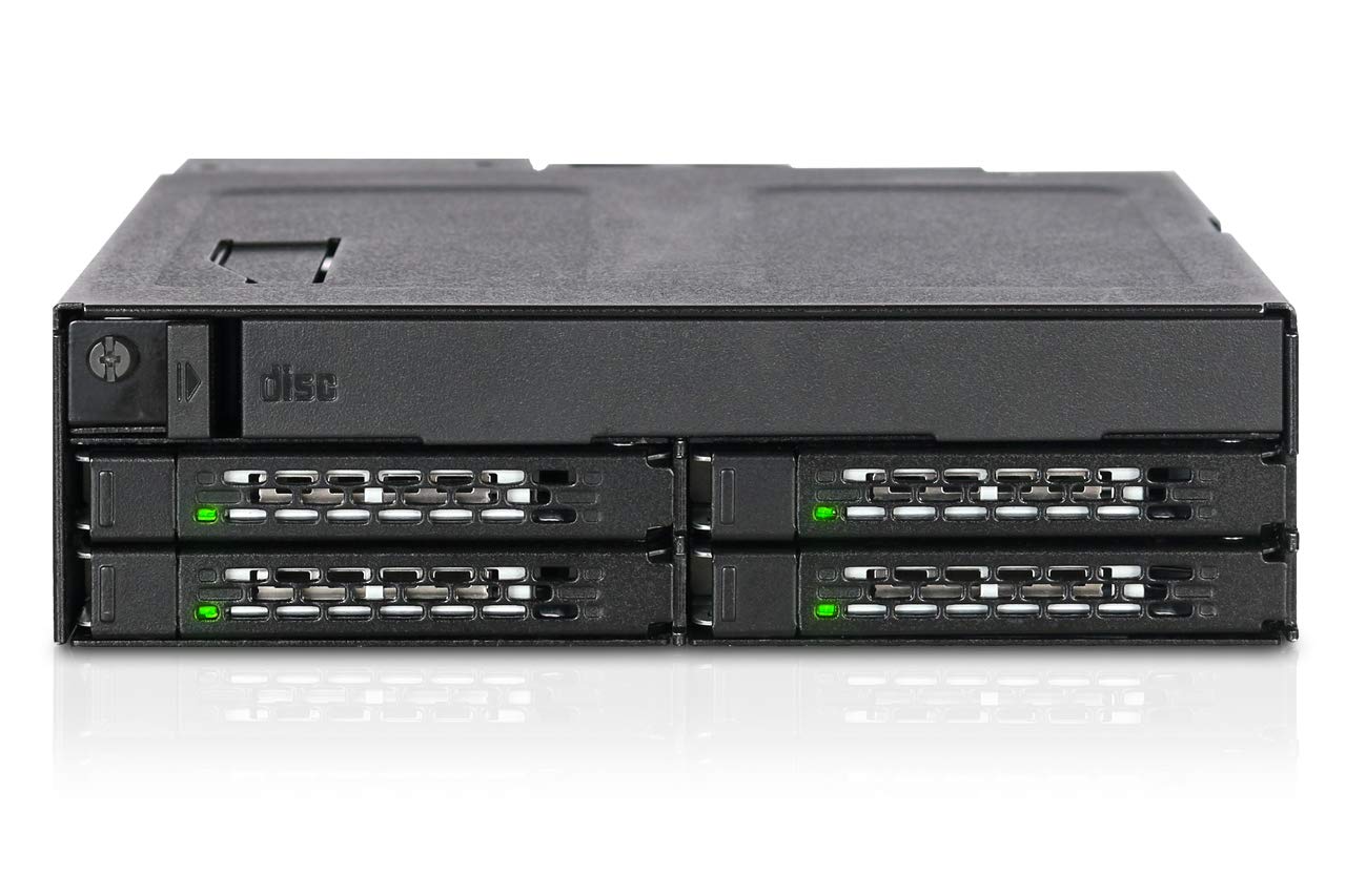 ICY DOCK 4 Bay 2.5 SAS & SATA SSD/HDD & (Ultra) Slim Optical Disk Drive CD DVD ROM Backplane Cage Enclosure | ToughArmor MB604SP
