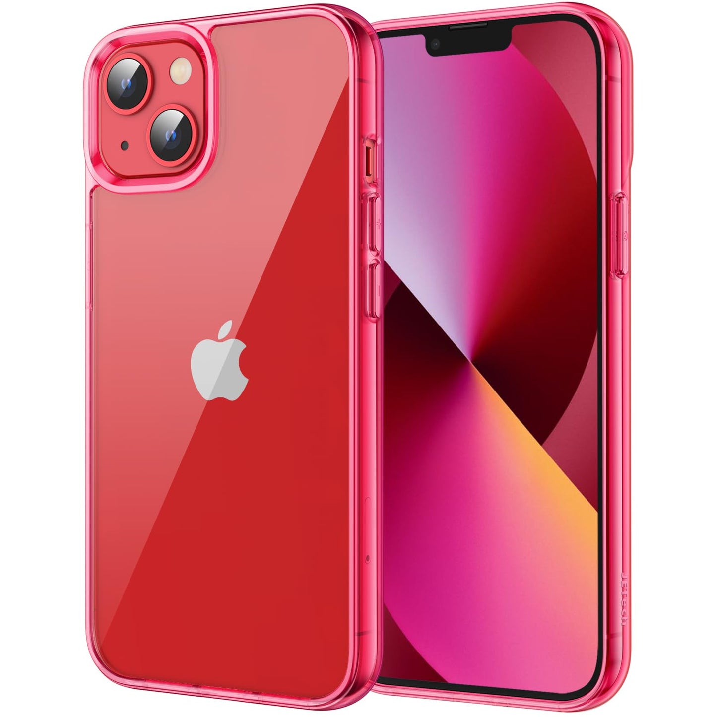 JETech Case for iPhone 13 6.1-Inch, Non-Yellowing Shockproof Phone Bumper Cover, Anti-Scratch Clear Back (Red)