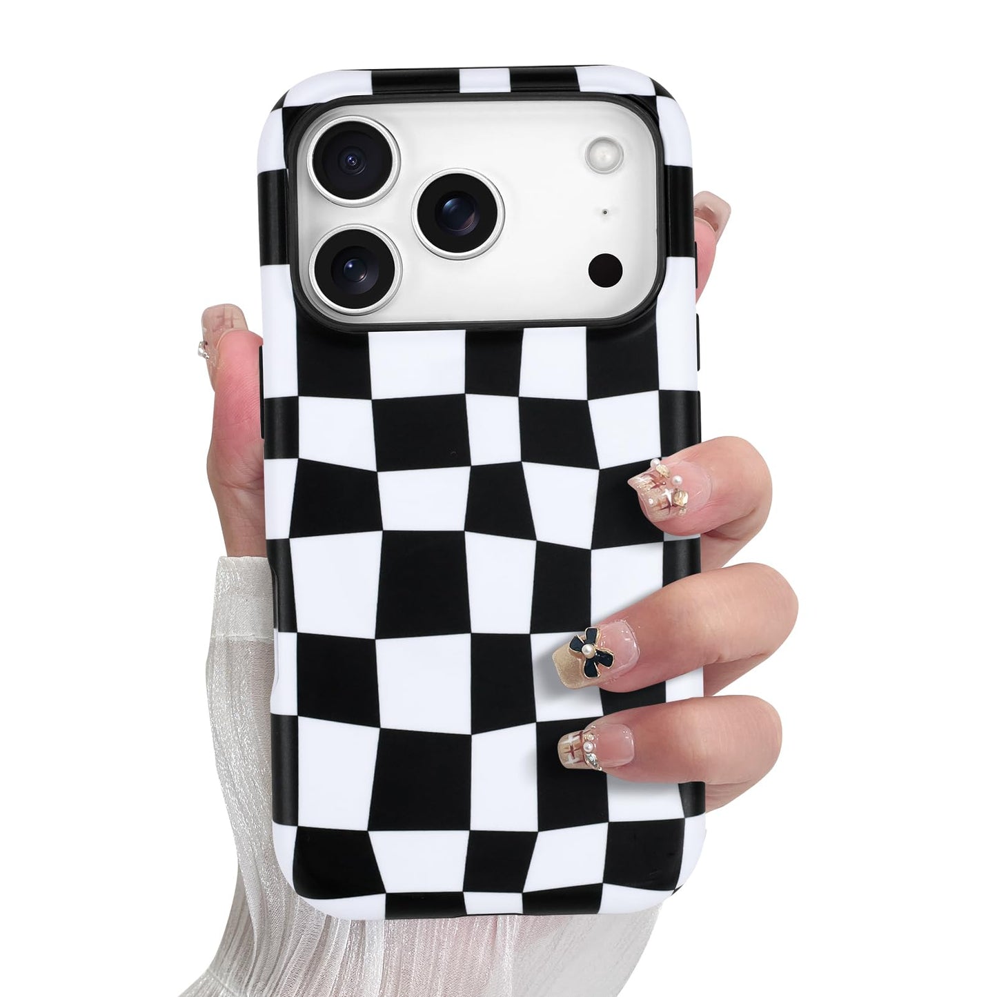 SOKAD Magnetic Checkered Phone Case for iPhone 17 Pro, Cute Grids Plaid Checkerboard Pattern Compatible with Magsafe Matte Prote