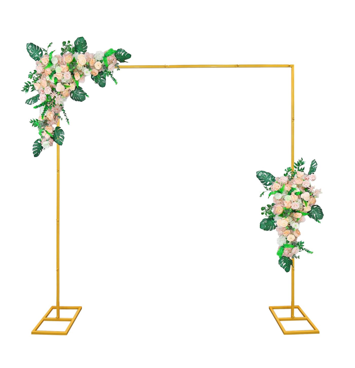 IKULE 6.6FT Gold Metal Wedding Arches for Ceremony Square Balloon Arch Stand Rectangular Backdrop Stand for Anniversary Birthday