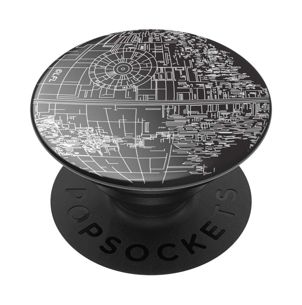 PopSockets Phone Grip with Expanding Kickstand, Adhesive Grip - Death Star Aluminum