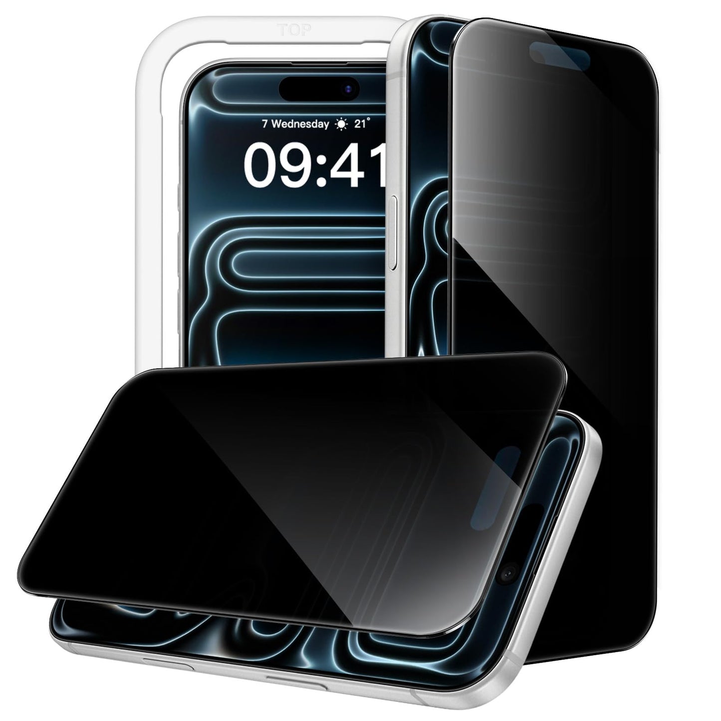JETech 360 Degree Privacy Screen Protector for iPhone 17 Pro 6.3-Inch, 4-Way Anti-Spy Tempered Glass Film with Easy Installation