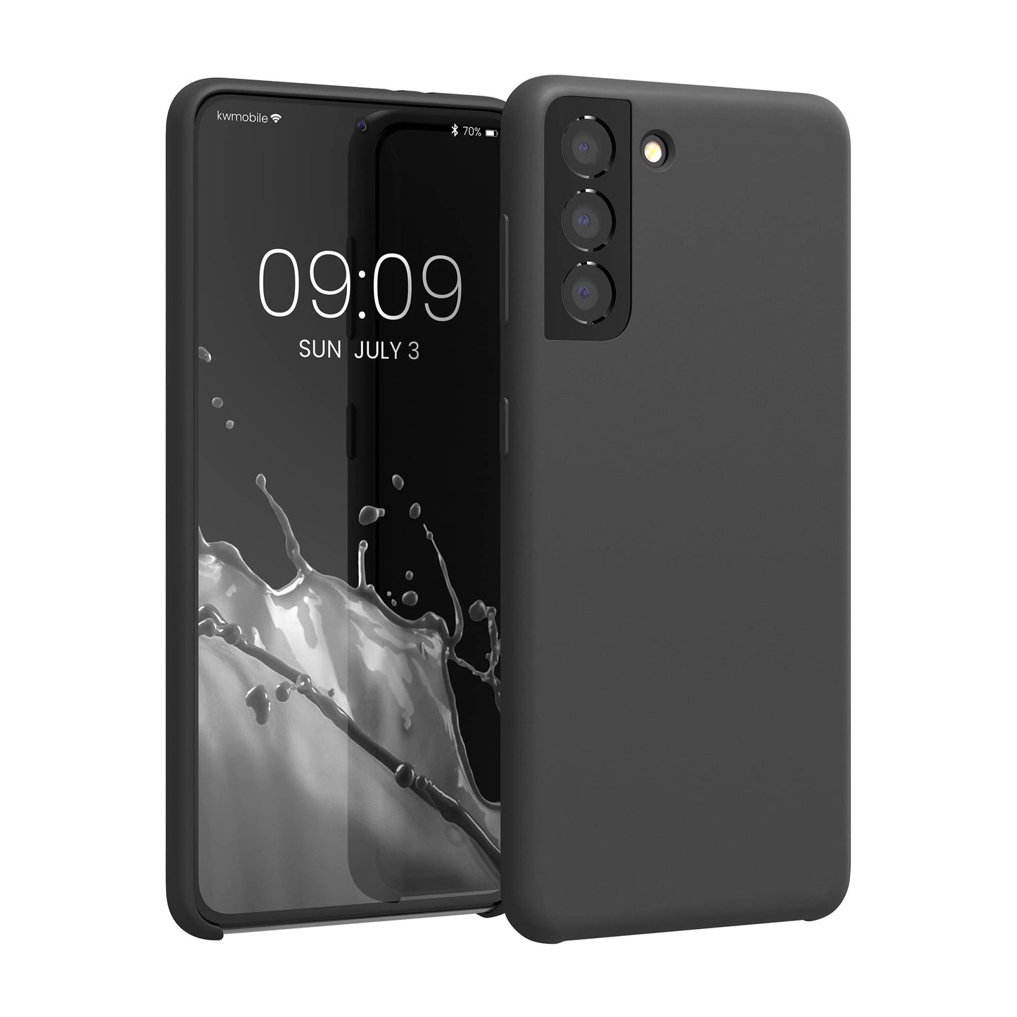 kwmobile Case Compatible with Samsung Galaxy S21 Case - TPU Silicone Phone Cover with Soft Finish - Black Matte