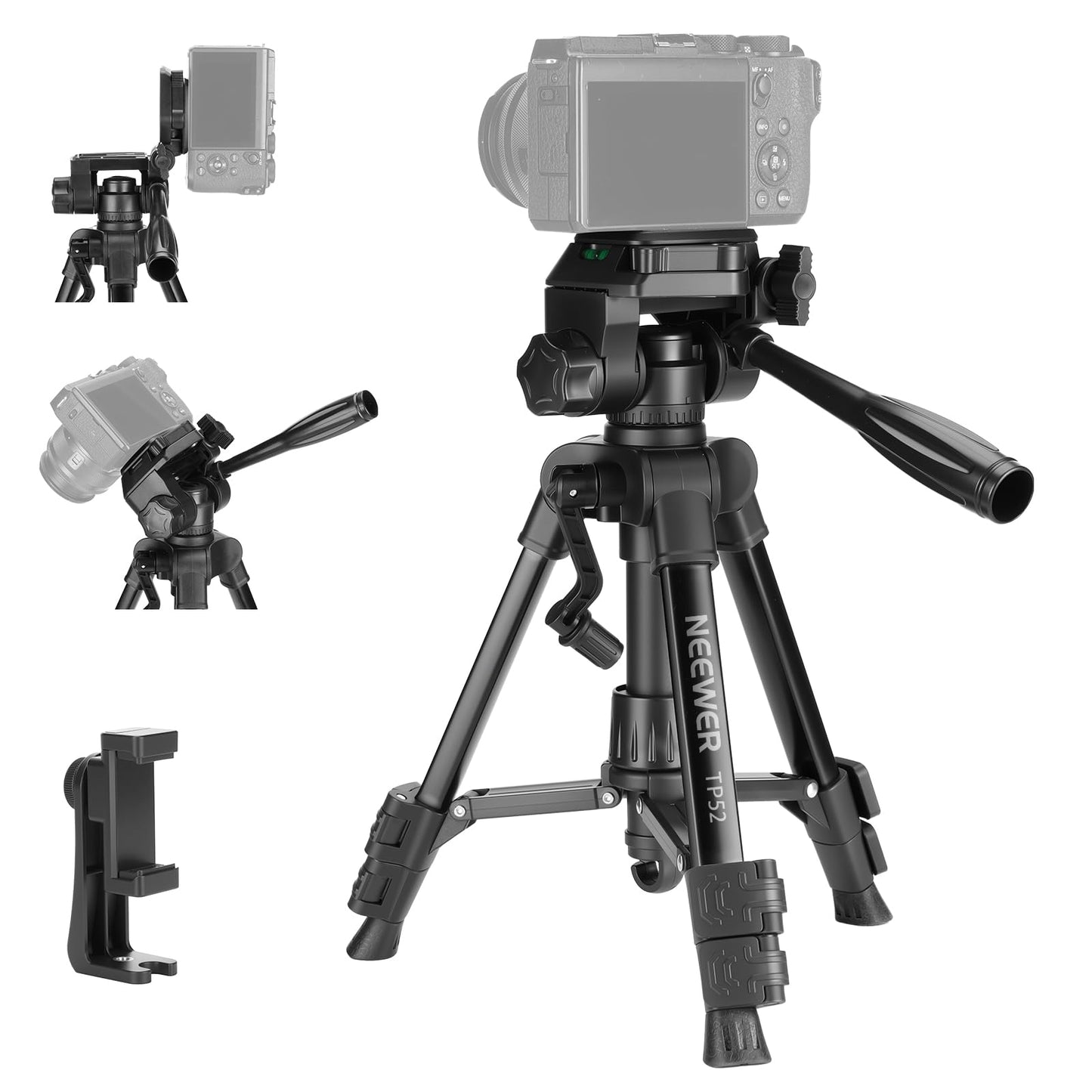 NEEWER ENTRY LEVEL VERSION Mini Desk Tripod for Camera, Small Compact Portable DSLR Camcorder Webcam Stand, 3 Way Pan Tilt Head