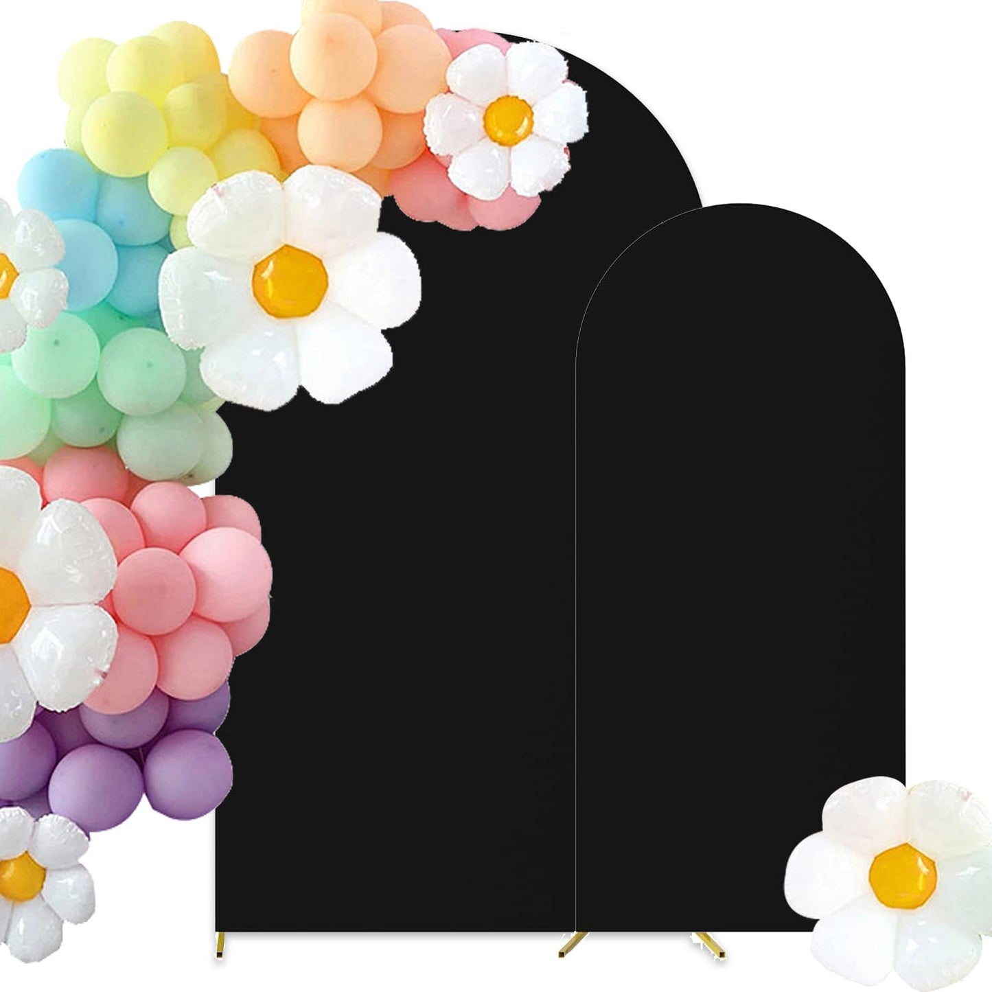 HAINARverS Set of 2 Wedding Arch Cover 6FT,7.2FT Spandex Fitted Stretchy Arch Stand Covers,2 Sided Round Top Chiara Backdrop Cov