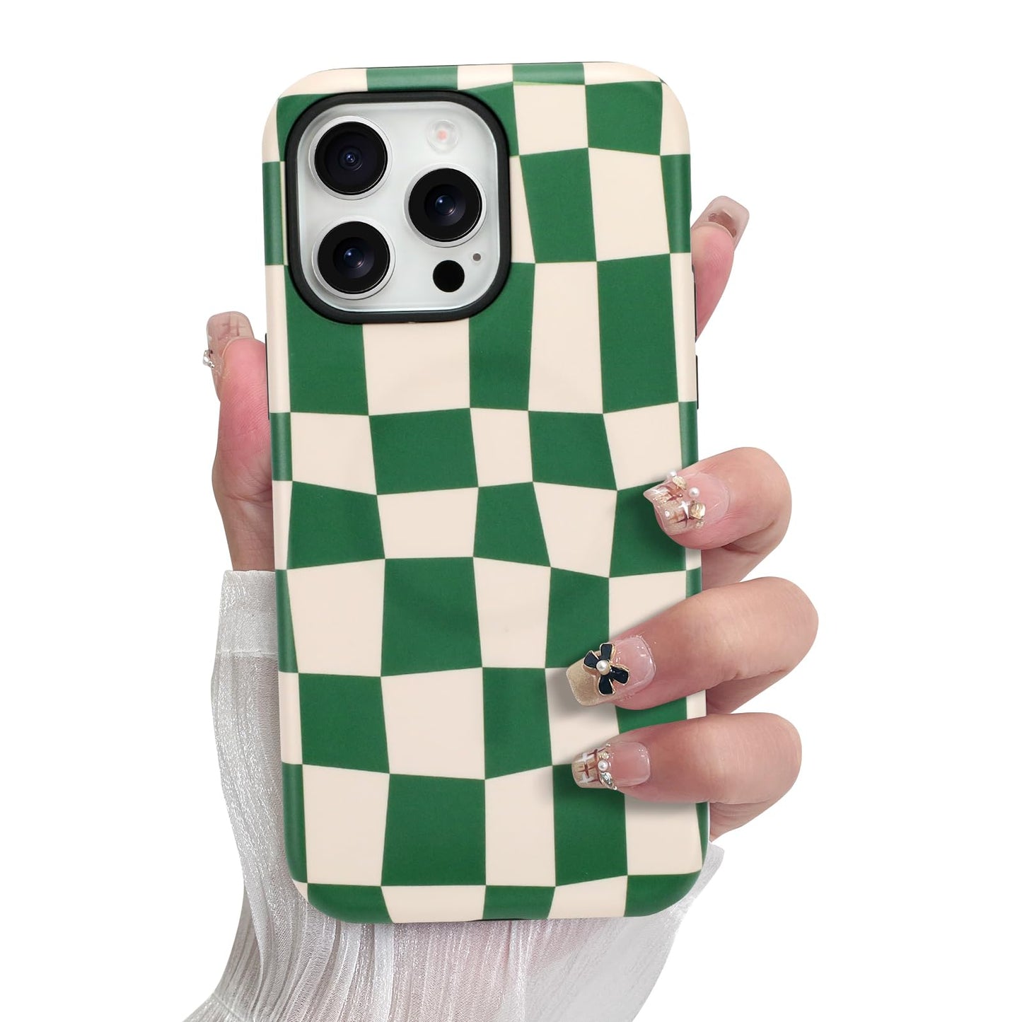 SOKAD Magnetic Checkered Phone Case for iPhone 13 Pro Max, Cute Plaid Grids Checkerboard Pattern Compatible with Magsafe Matte P
