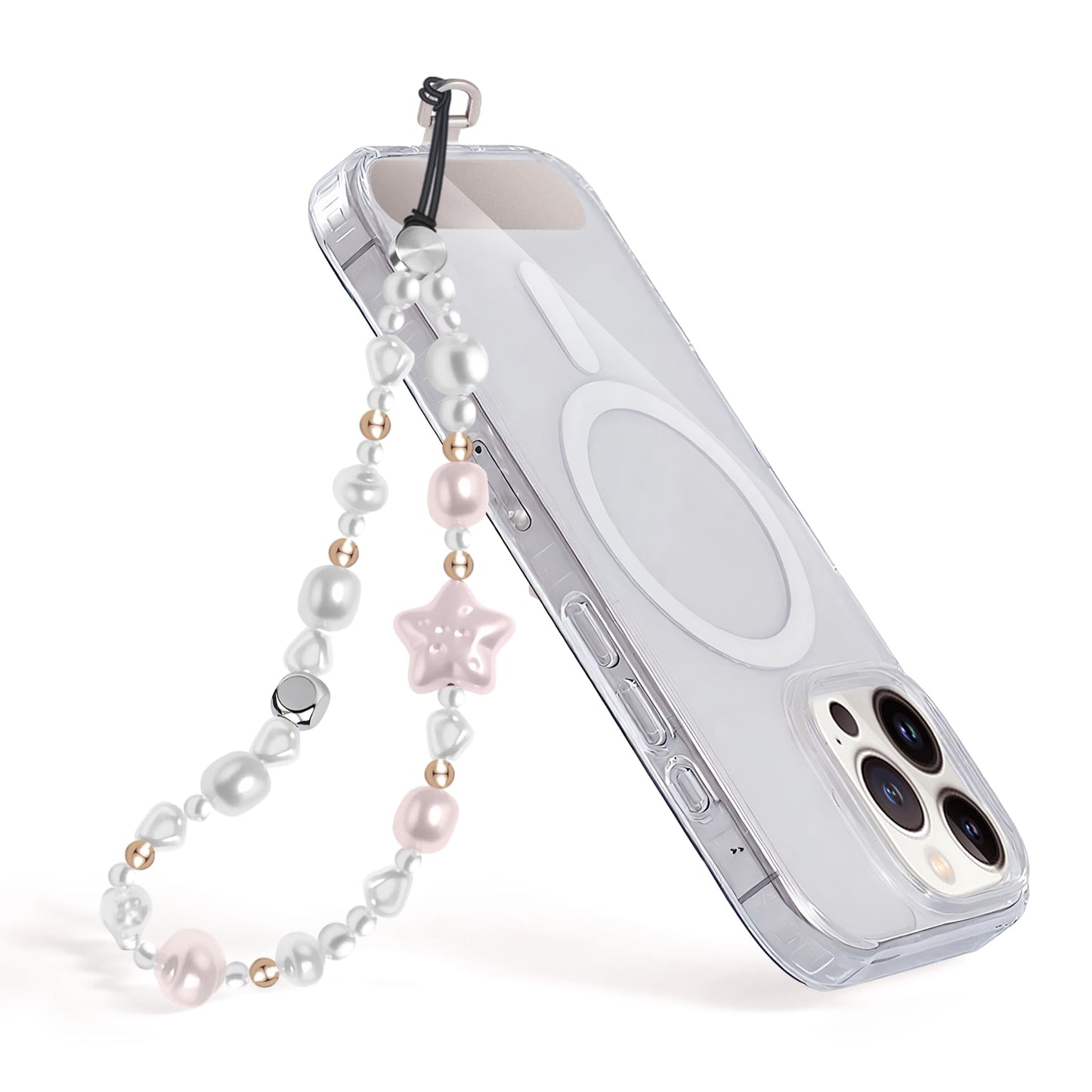 Penekin Phone Charm with Stainless Steel Tether Tab, Sparkling Phone Lanyard with Strong Cord Inside, Wristlet Strap for Cellpho