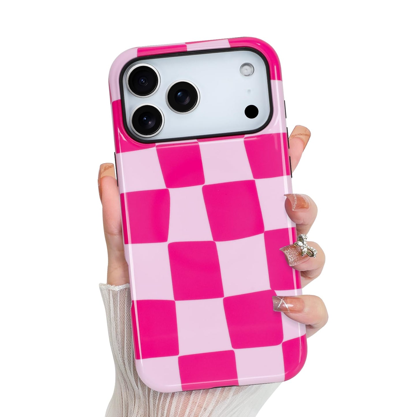 KANGHAR Compatible with iPhone 17 Pro Case 2025, Aesthetic Checkered Cute Pattern, Support for MagSafe Shockproof Cover for Girl
