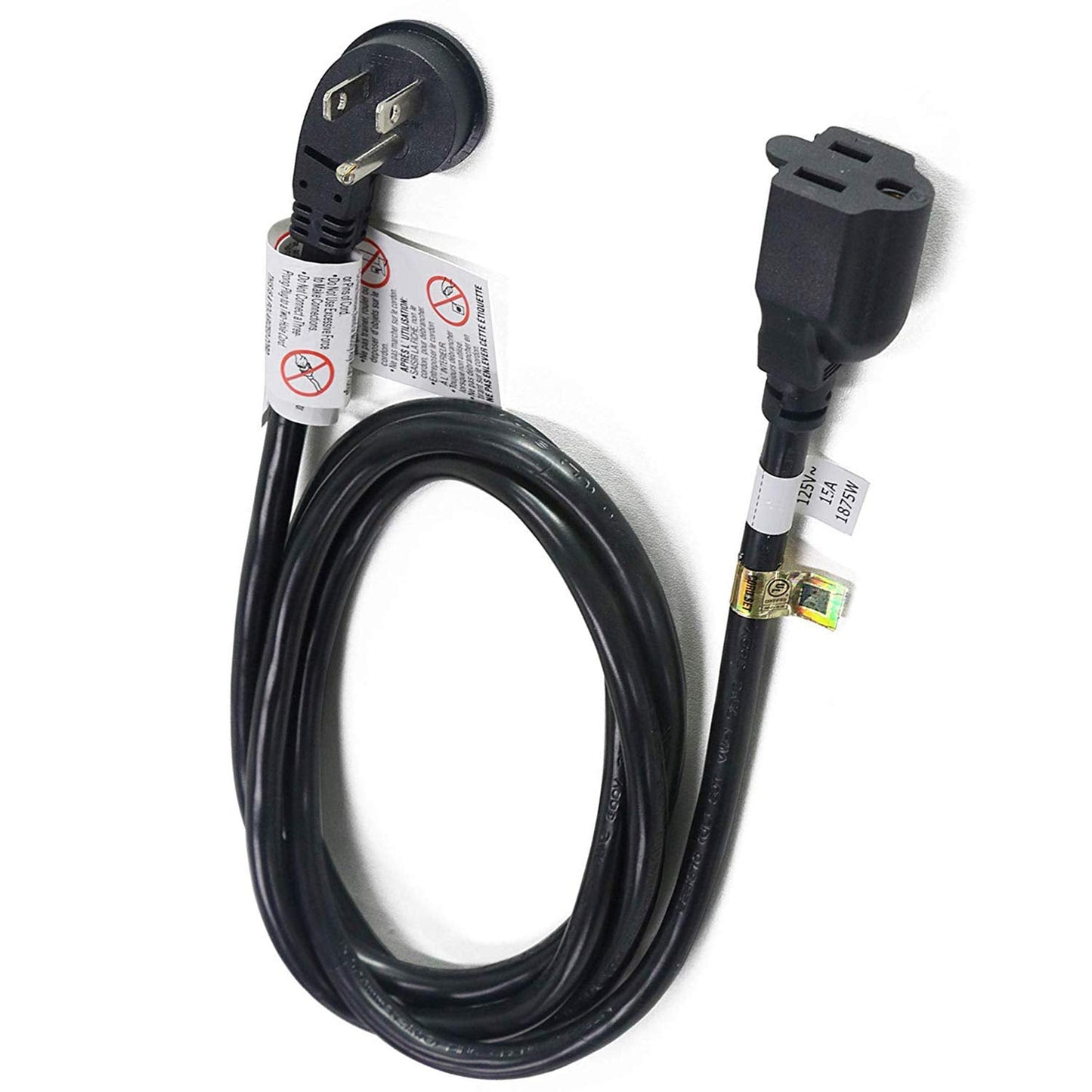 FIRMERST 1875W 10ft Flat Plug Extension Cord 14 AWG Black 15A