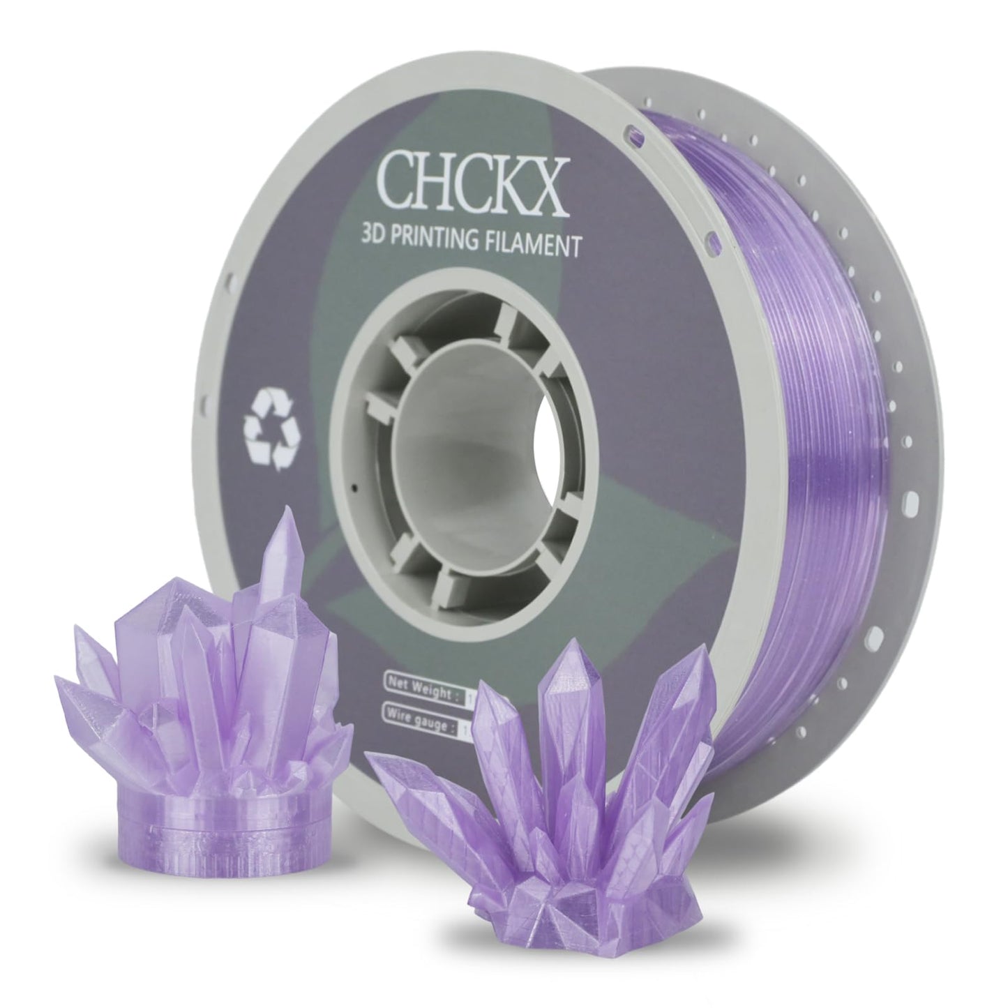 CHCKX PETG 3D Printer Filament, Dimensional Accuracy +/- 0.03 mm, 1kg Spool(2.2lbs), 1.75 mm Fit for Most 3D Printers,Flash Purp