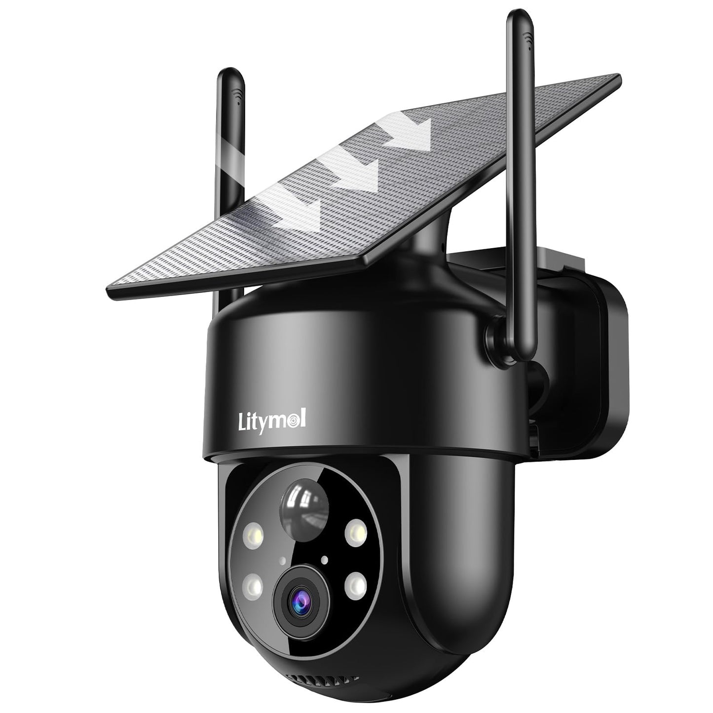 LITYMOL 2K 360 View Solar Security Cameras Wireless Outdoor, 2.4g WiFi Cameras for Home Security, Color Night Vision, AI Detecti