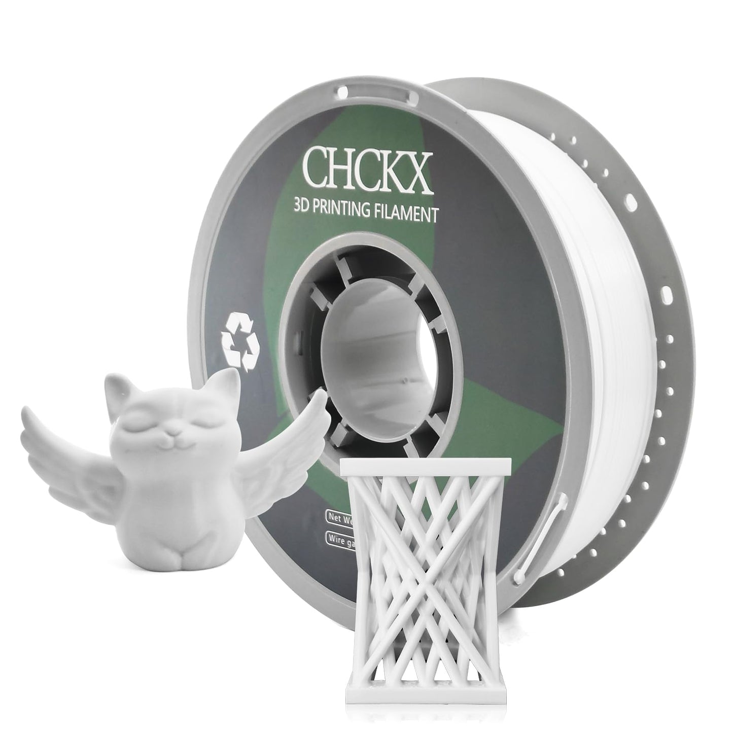 CHCKX PETG 3D Printer Filament, Dimensional Accuracy +/- 0.03 mm, 1kg Spool(2.2lbs), 1.75 mm Fit for Most 3D Printers,White