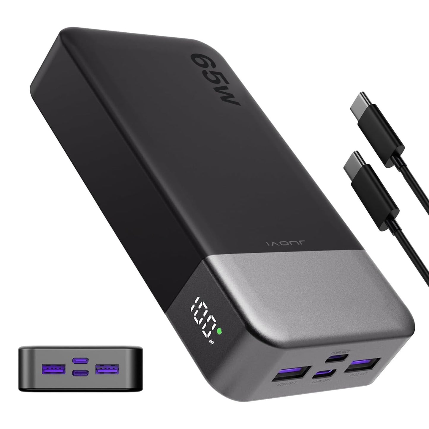 JUOVI Portable Charger 65W Power Bank 20000mAh Compact USB C Laptop Power Bank Fast Charging Battery Pack for Laptop MacBook Del