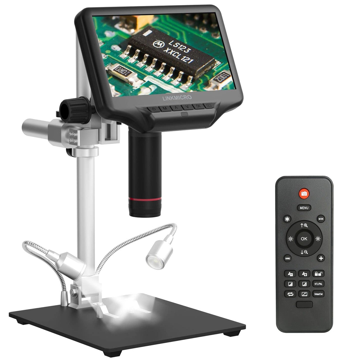 LINKMICRO LM407 Pro HDMI Digital Microscope for Soldering with 13 Boom Arm Stand, UHD 2160P Video, Electronic Microscope Camer
