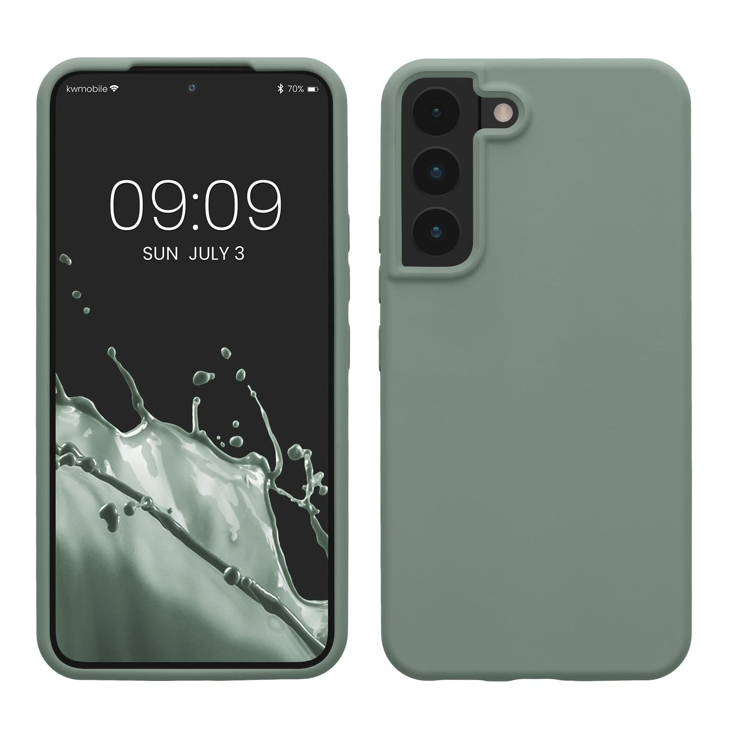 kwmobile Case Compatible with Samsung Galaxy S22 Case - TPU Silicone Phone Cover with Soft Finish - Rainwashed Green