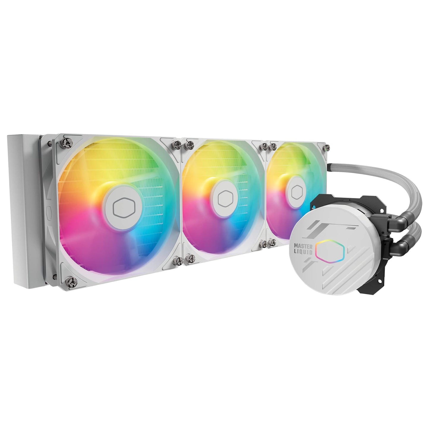 Cooler Master 360L Core White Close-Loop AIO Liquid Cooler, Ryzen 9|intel 9 Gen S Dual Chamber Pump, Quiet 120mm PWM Fan, Custom