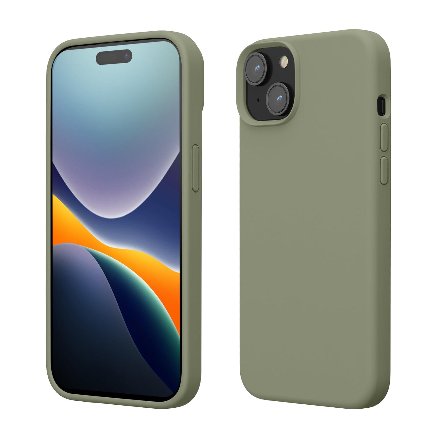 kwmobile Case Compatible with iPhone 15 Case - Slim Soft TPU Silicone Cover - Gray Green