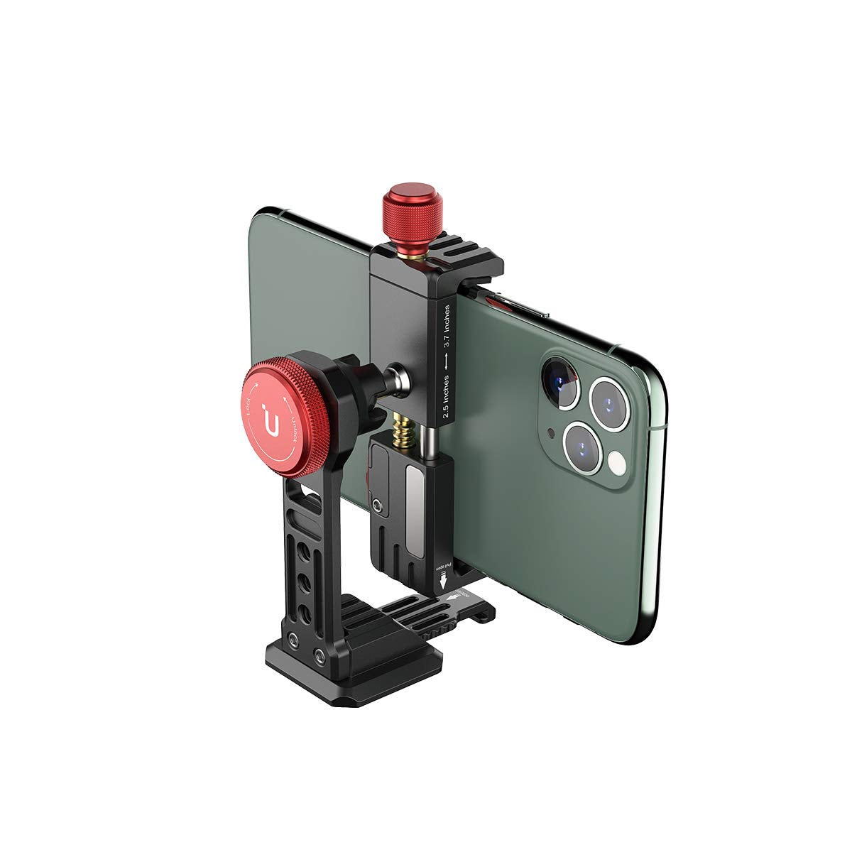 Cell Phone Tripod Mount, ULANZI ST-14 Smartphone Tripod Mount Adapter Aluminum with Cold Shoe, 360 Cell Phone Stand Holder Clamp