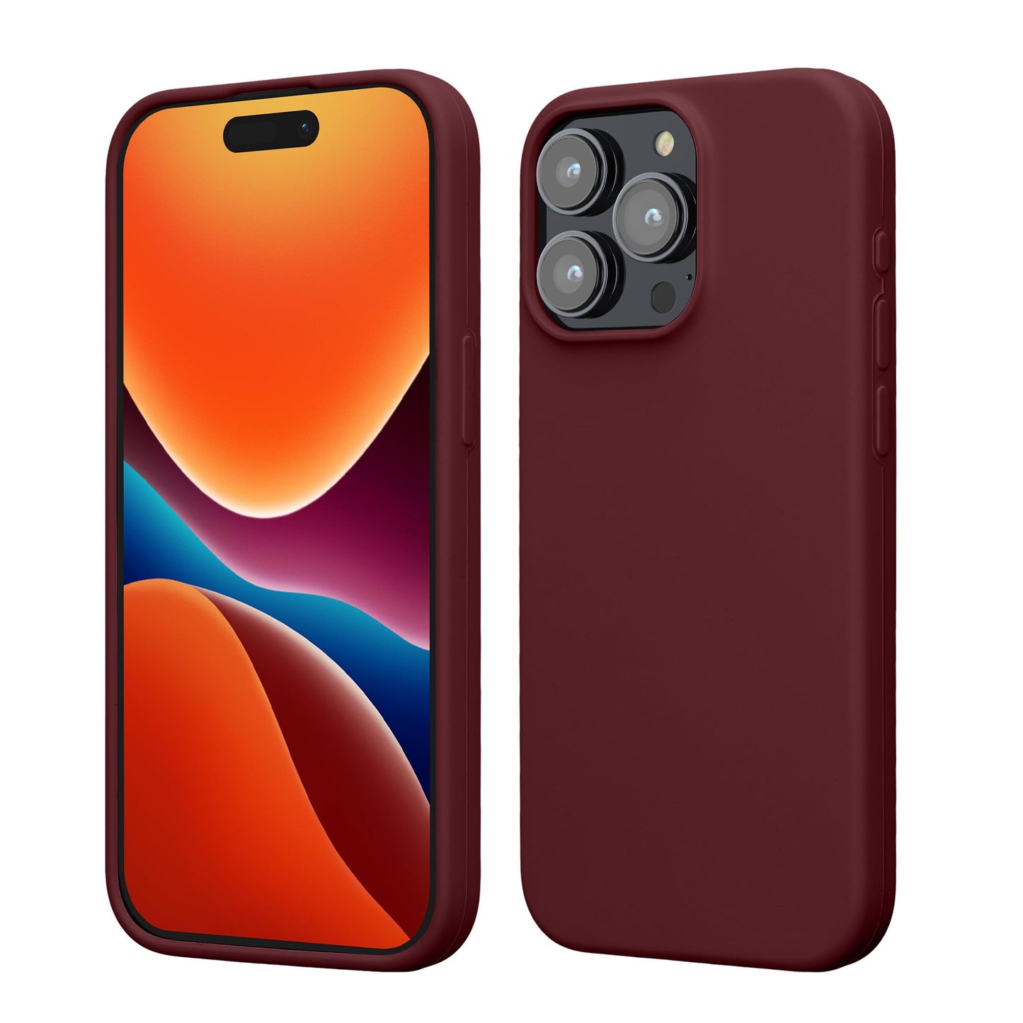 kwmobile Case Compatible with iPhone 15 Pro Max Case - Slim Soft TPU Silicone Cover - Bordeaux Violet