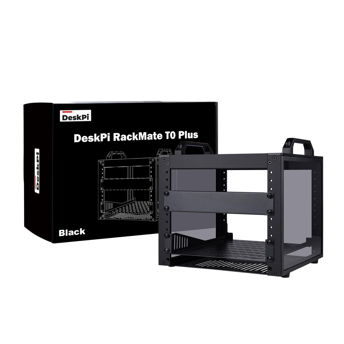 GeeekPi DeskPi RackMate T0 Plus, 10 inch 4U Mini Server Cabinet for for Servers, Network, A/V Equipment, 10.23 inch Depth (Black