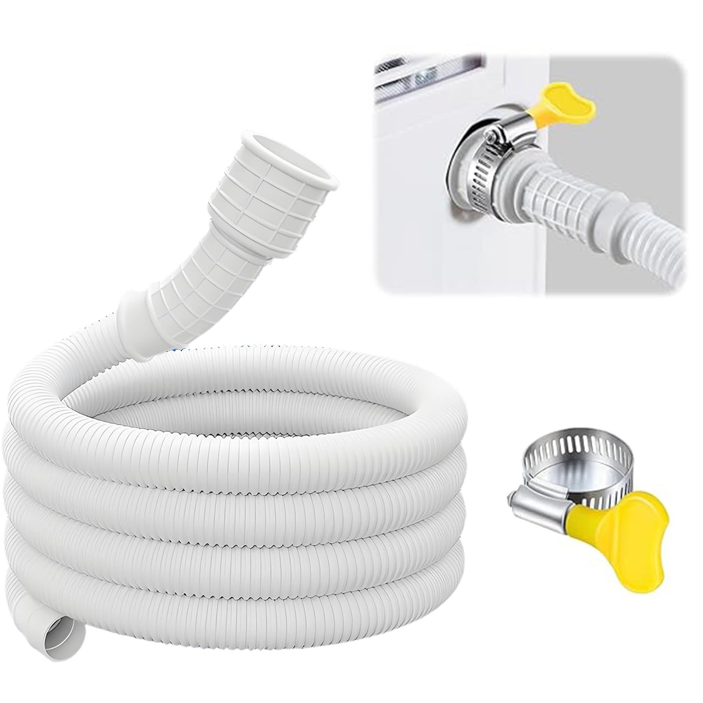 Portable Dehumidifier Drain Hose with Cuttable Rubber Adapter and Clamp,Flexible Universal AC and Dehumidifier Replacement Hose