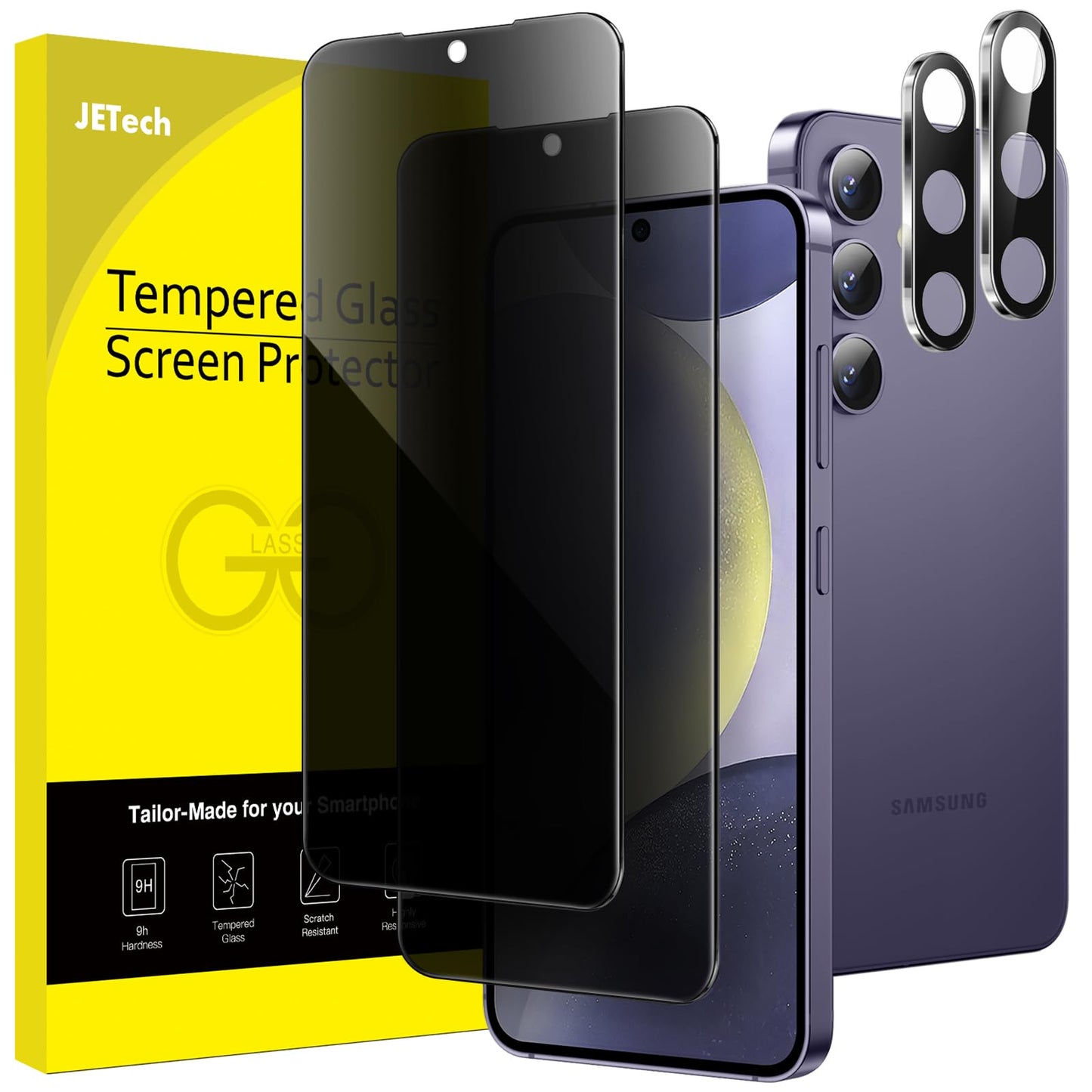 JETech Privacy Screen Protector for Samsung Galaxy S24+ / S24 Plus 5G 6.7-Inch with Camera Lens Protector, Anti-Spy Tempered Gla